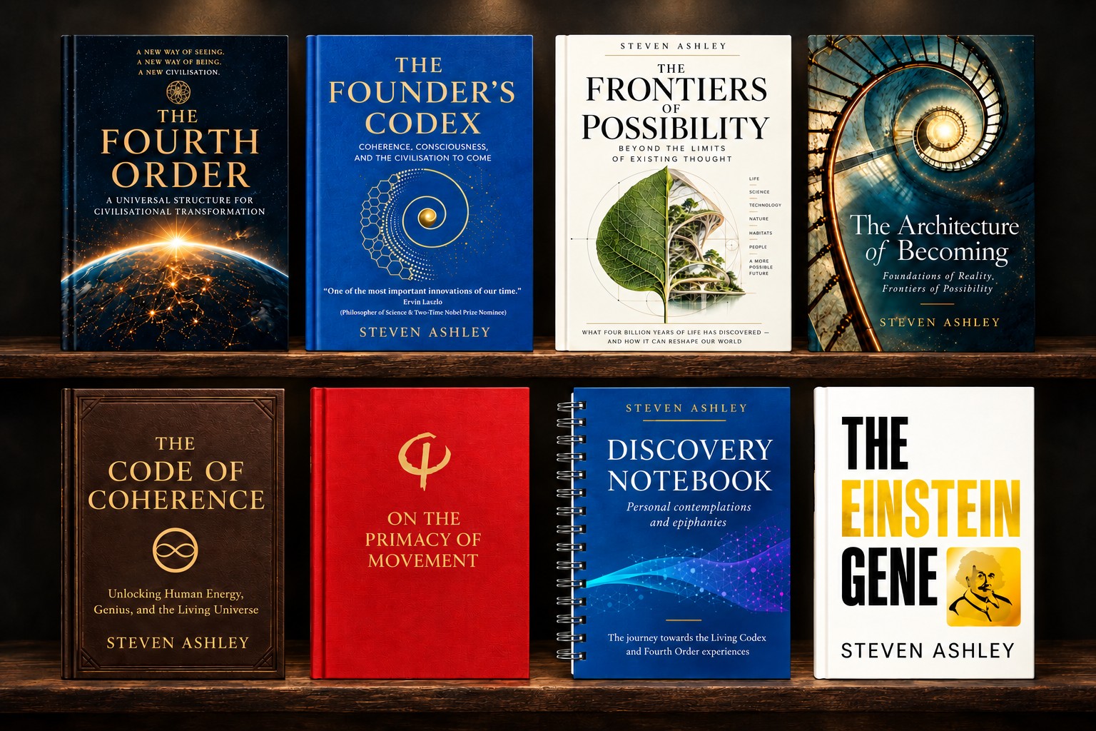 Eight Steven Ashley book designs, part of the developing creative portfolio